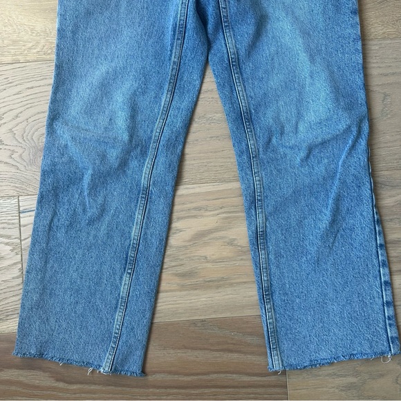 Zara Straight High Rise Cross Waist Jeans Mid-Blue 26 - Picture 5 of 8